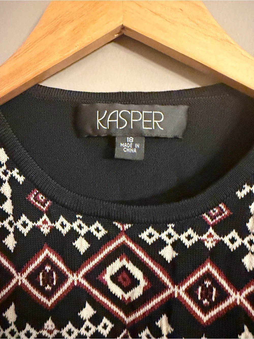 Kasper Fair Isle Boho Geometric Knit Cropped Tank Top Size 18 Sleeveless Sweater
